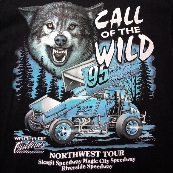 Vintage Call of the Wild 95 World of Outlaws NW Tour T-Shirt - Picture 1 of 7